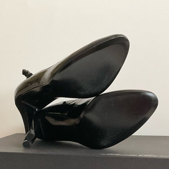 Kenneth Cole Black Patent Leather & Suede Pumps Stiletto Heel Shoes Size 6 - Picture 10 of 12